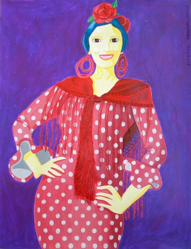 Pintura titulada "Flamenca-Spanish wo…" por Insert Coin Gallery, Obra de arte original, Acrílico