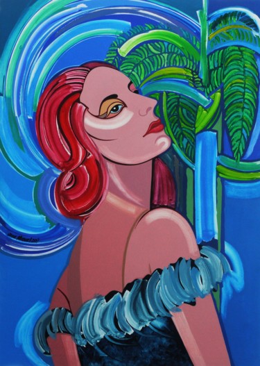 Painting titled "Cuban woman" by José Miguel, Original Artwork, Acrylic