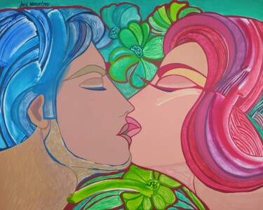 Painting titled "All glamour kiss" by José Miguel, Original Artwork, Acrylic