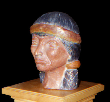 Sculpture titled "L'Indien" by Nelli, Original Artwork, Terra cotta