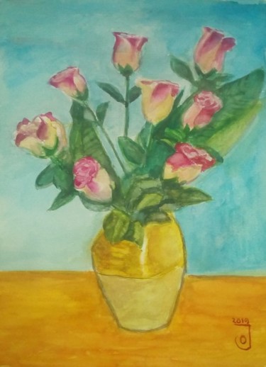 Malarstwo zatytułowany „Tulipanes” autorstwa Jose Oña Jurado, Oryginalna praca, Akwarela