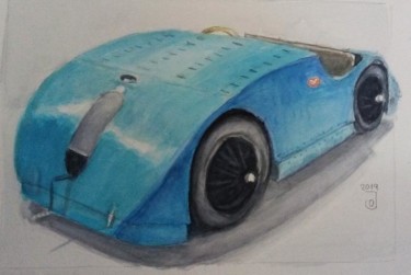 Schilderij getiteld "Bugatti Type 32 tank" door Jose Oña Jurado, Origineel Kunstwerk, Aquarel