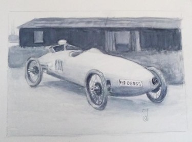 Schilderij getiteld "Mercedes - Benz (Te…" door Jose Oña Jurado, Origineel Kunstwerk, Aquarel