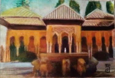 Картина под названием "Patio de los Leones…" - Jose Oña Jurado, Подлинное произведение искусства, Масло