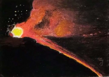 Pintura titulada "Volcán Etna, Sicili…" por Jose Oña Jurado, Obra de arte original, Oleo