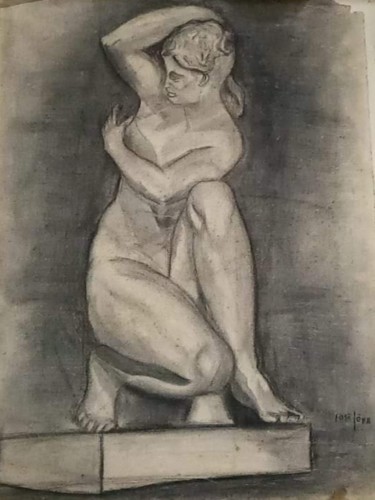 Malerei mit dem Titel "Desnudo 4" von Jose Oña Jurado, Original-Kunstwerk, Kohle