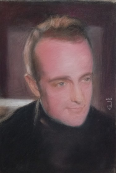 Ζωγραφική με τίτλο "Retrato a un amigo" από Jose Oña Jurado, Αυθεντικά έργα τέχνης, Παστέλ