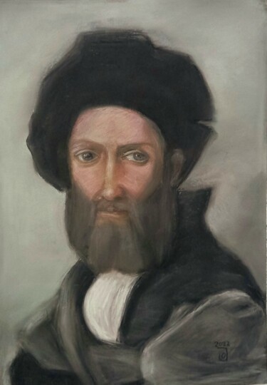 Painting titled "Baltasar Castiglione" by Jose Oña Jurado, Original Artwork, Pastel