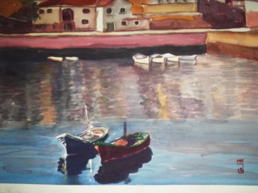 Pintura intitulada "Puerto de mar" por Jose Oña Jurado, Obras de arte originais, Aquarela