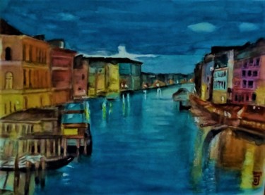 Malerei mit dem Titel "Venecia anochecer" von Jose Oña Jurado, Original-Kunstwerk, Aquarell
