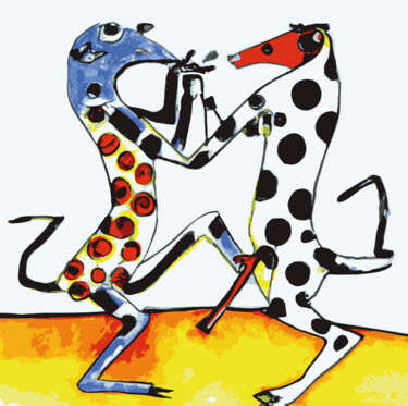 "DANCING DOGS" başlıklı Dijital Sanat Josep Domènech tarafından, Orijinal sanat, AI tarafından oluşturulan görüntü