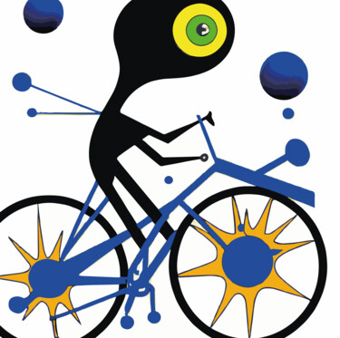 Arts numériques intitulée "THE CYCLING ALIEN" par Josep Domènech, Œuvre d'art originale, Image générée par l'IA