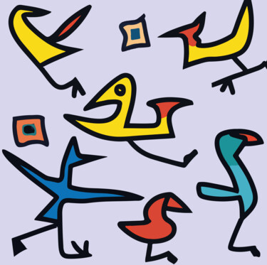 Digitale Kunst mit dem Titel "COLORED BIRDS" von Josep Domènech, Original-Kunstwerk, KI-generiertes Bild