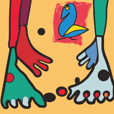 Digitale Kunst mit dem Titel "Dancing feet with b…" von Josep Domènech, Original-Kunstwerk, KI-generiertes Bild