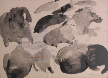 Peinture intitulée "El meu gos" par Josep Grau-Garriga, Œuvre d'art originale, Aquarelle