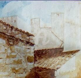 Pintura titulada "Detras de la casa" por Josep Lluís Benet Vidal, Obra de arte original