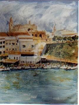 Pintura titulada "Desde el puerto" por Josep Lluís Benet Vidal, Obra de arte original