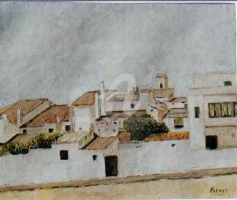 Pintura titulada "Teulades de Mercadal" por Josep Lluís Benet Vidal, Obra de arte original