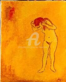 Pintura titulada "Figura en groc" por Josep Lluís Benet Vidal, Obra de arte original
