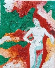 Peinture intitulée "Figura verda" par Josep Lluís Benet Vidal, Œuvre d'art originale