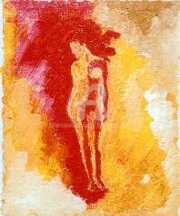 Painting titled "Figura vermella i g…" by Josep Lluís Benet Vidal, Original Artwork