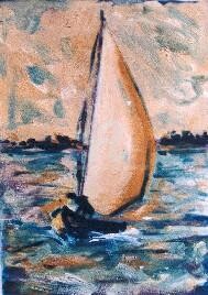 Painting titled "Vela llatina" by Josep Lluís Benet Vidal, Original Artwork