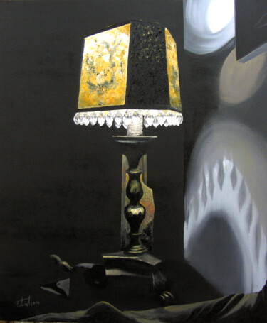 Encenc el llum.... Pintura titulada "Encenc el llum...." por Josep Maria Fontanet Sureda, Obra de arte original, Oleo Montado en Bastidor stand…