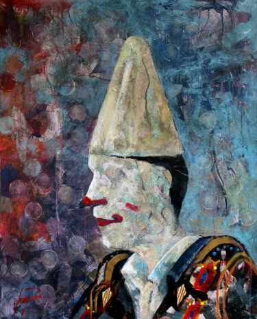 Painting titled "SERIE PAYASO 0001" by Josep Pozo, Original Artwork, Acrylic Mounted on Wood Panel