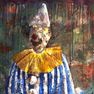 Ζωγραφική με τίτλο "SERIE PAYASO 0006" από Josep Pozo, Αυθεντικά έργα τέχνης, Κολάζ Τοποθετήθηκε στο Ξύλινο φορείο σκελετό