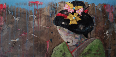 Collages intitolato "SERIE GEISHA 00020" da Josep Pozo, Opera d'arte originale, Collages Montato su Telaio per barella in le…