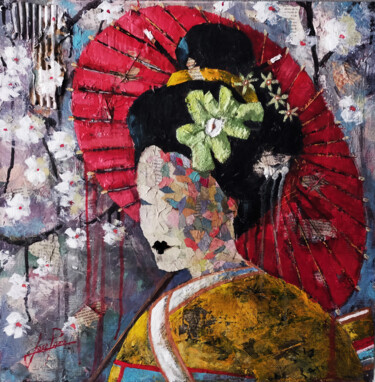 Painting titled "SERIE GEISHA 00029" by Josep Pozo, Original Artwork, Collages