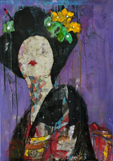Painting titled "SERIE GEISHA 00032" by Josep Pozo, Original Artwork, Collages