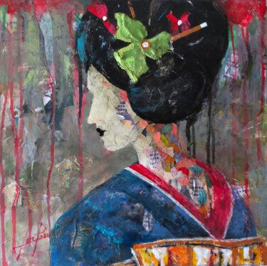 Painting titled "SERIE GEISHA 00037" by Josep Pozo, Original Artwork, Collages