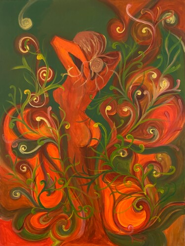 Painting titled "Floral Fusion: Symb…" by Joseph Chalouhi, Original Artwork, Acrylic