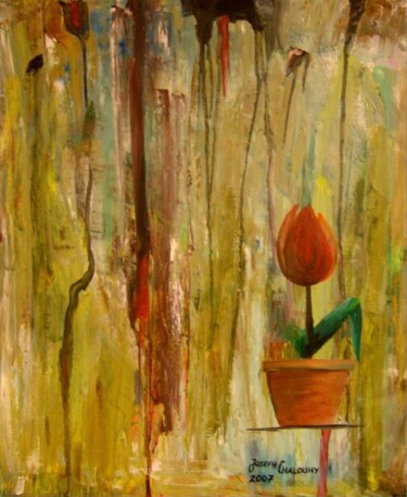 Painting titled "Tulip" by Joseph Chalouhi, Original Artwork, Oil