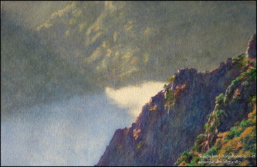 Painting titled "Nuages bas" by Joseph Hoogeboom, Original Artwork, Watercolor