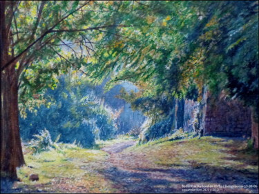 Painting titled "Bedarieux:Au bord d…" by Joseph Hoogeboom, Original Artwork, Watercolor