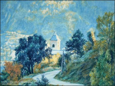 Painting titled "Chemin à Canaveilles" by Joseph Hoogeboom, Original Artwork, Watercolor