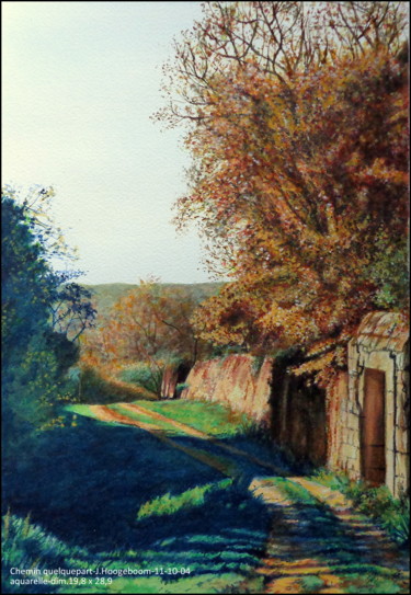 Peinture intitulée "Chemin quelquepart" par Joseph Hoogeboom, Œuvre d'art originale, Aquarelle