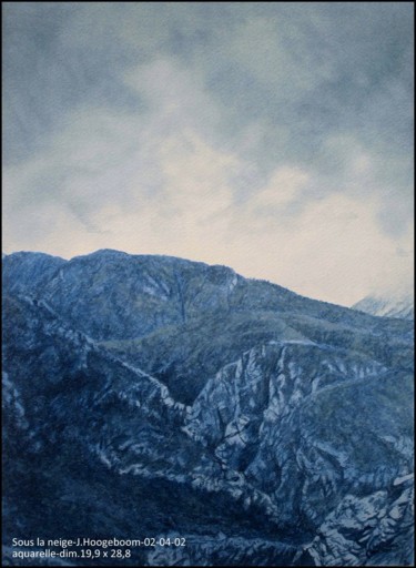 Peinture intitulée "Sous la neige" par Joseph Hoogeboom, Œuvre d'art originale, Aquarelle