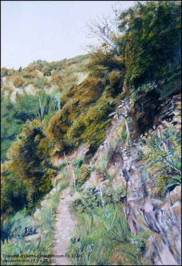 Painting titled "Traverse d'Olette" by Joseph Hoogeboom, Original Artwork, Watercolor