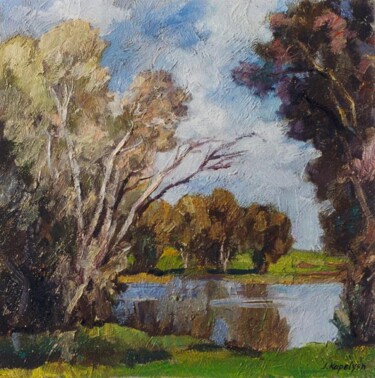 Painting titled "Lake" by Joseph Kapelyan, Original Artwork, Oil