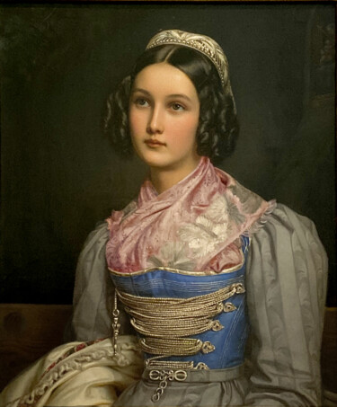 Malerei mit dem Titel "Portrait d'Helene S…" von Joseph Karl Stieler, Original-Kunstwerk, Öl