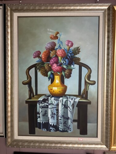 Painting titled "Blooms of Elegance:…" by Joseph Leonard Gary Hesford, Original Artwork, Oil