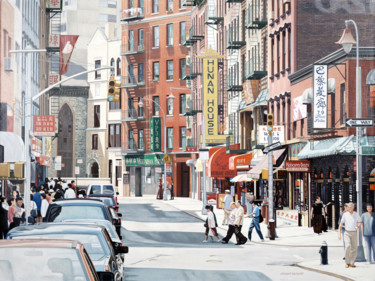 Painting titled "Mott Street, Chinat…" by Joseph Michetti, Original Artwork, Oil