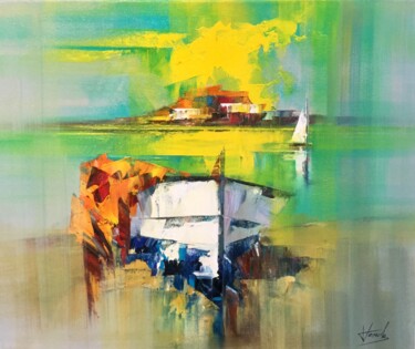 Pintura intitulada "Une barque" por Joseph Teixido, Obras de arte originais, Óleo