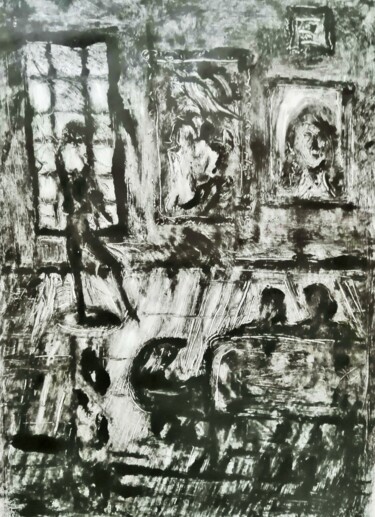 Printmaking titled "FIRST GALLERY VISIT." by Joseph Urie, Original Artwork, Monotype