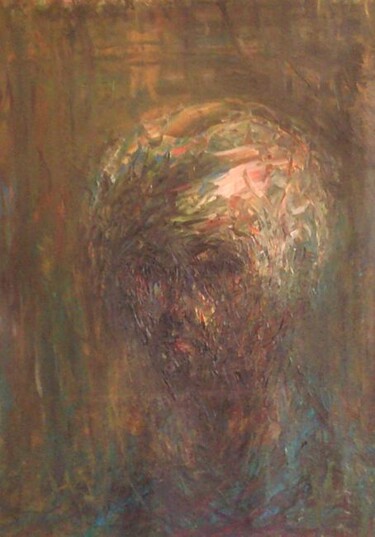 Painting titled "MAN in the DARK." by Joseph Urie, Original Artwork, Oil Mounted on Cardboard