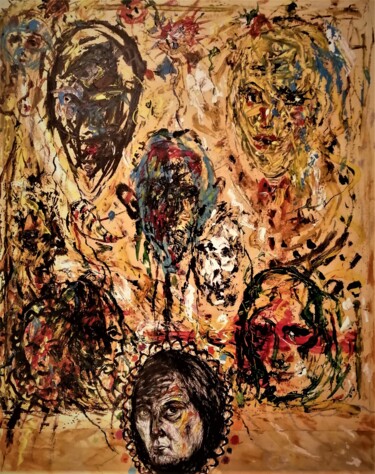 Peinture intitulée "BLACKPOOL HEADS" par Joseph Urie, Œuvre d'art originale, Acrylique