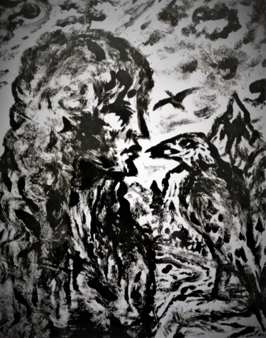 Pittura intitolato "THE BLACK GRAPE GIFT" da Joseph Urie, Opera d'arte originale, Monotipo